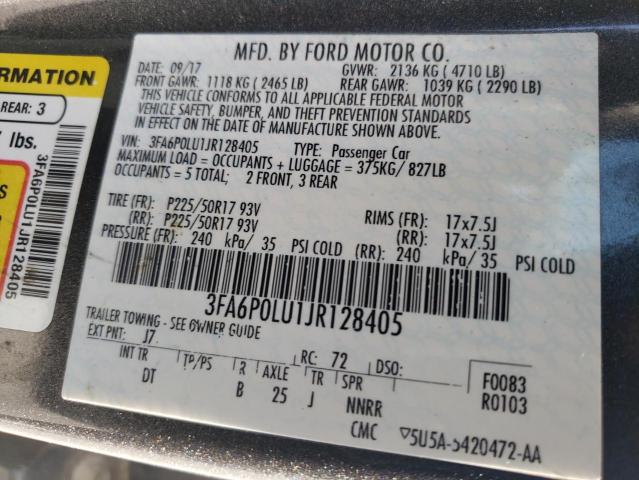 Photo 11 VIN: 3FA6P0LU1JR128405 - FORD FUSION 