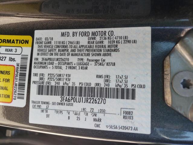 Photo 12 VIN: 3FA6P0LU1JR226270 - FORD FUSION SE 