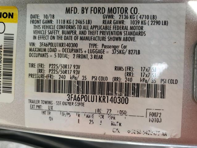 Photo 11 VIN: 3FA6P0LU1KR140300 - FORD FUSION SE 