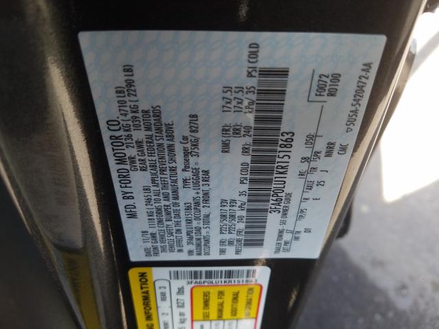 Photo 9 VIN: 3FA6P0LU1KR151863 - FORD FUSION SE 