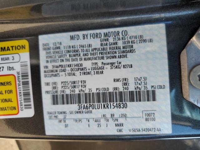 Photo 11 VIN: 3FA6P0LU1KR154830 - FORD FUSION 