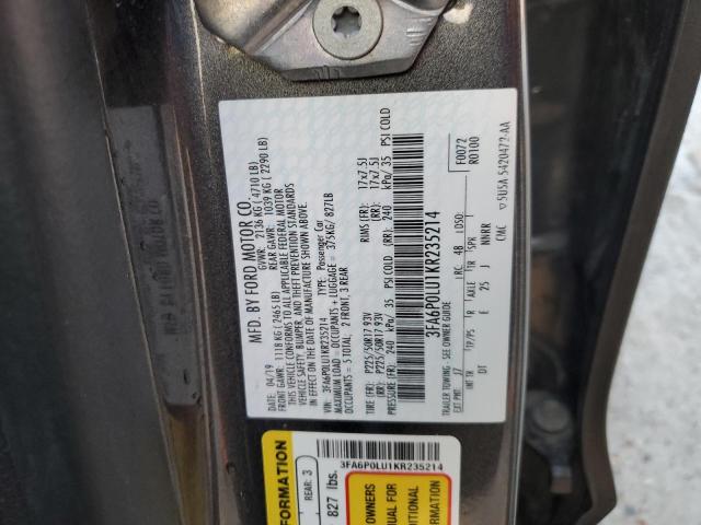 Photo 12 VIN: 3FA6P0LU1KR235214 - FORD FUSION SE 