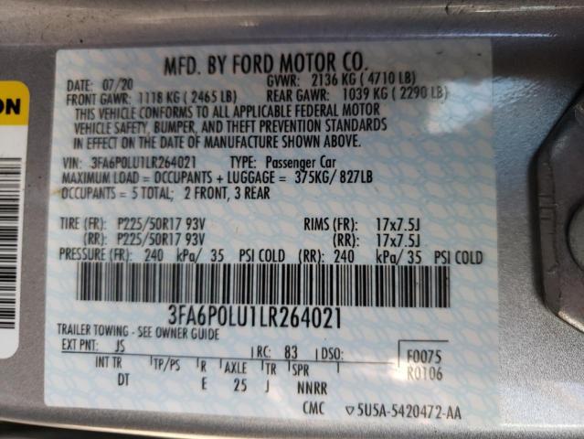 Photo 11 VIN: 3FA6P0LU1LR264021 - FORD FUSION SE 