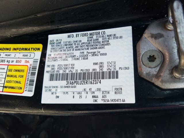 Photo 9 VIN: 3FA6P0LU2ER162374 - FORD FUSION SE 