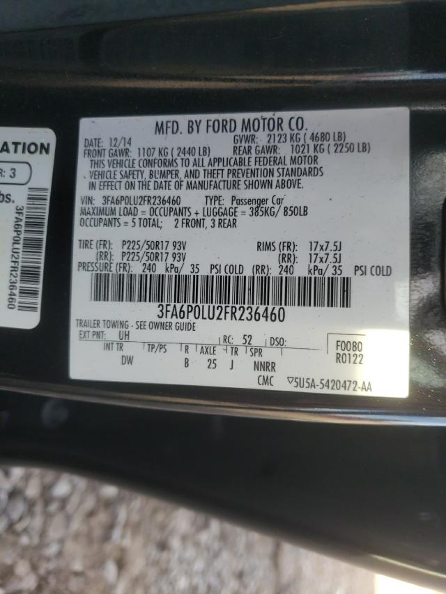 Photo 9 VIN: 3FA6P0LU2FR236460 - FORD FUSION SE 