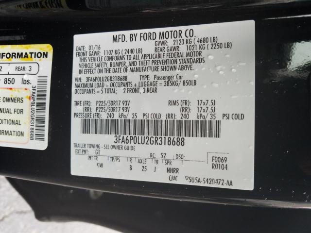 Photo 9 VIN: 3FA6P0LU2GR318688 - FORD FUSION 