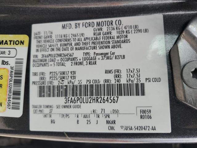 Photo 12 VIN: 3FA6P0LU2HR264567 - FORD FUSION 