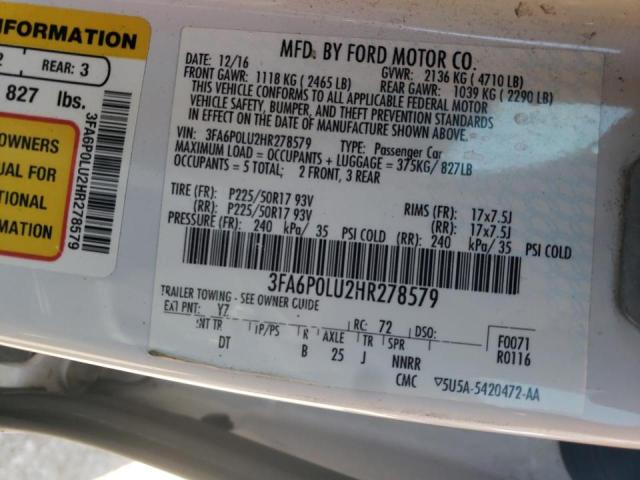 Photo 9 VIN: 3FA6P0LU2HR278579 - FORD FUSION 