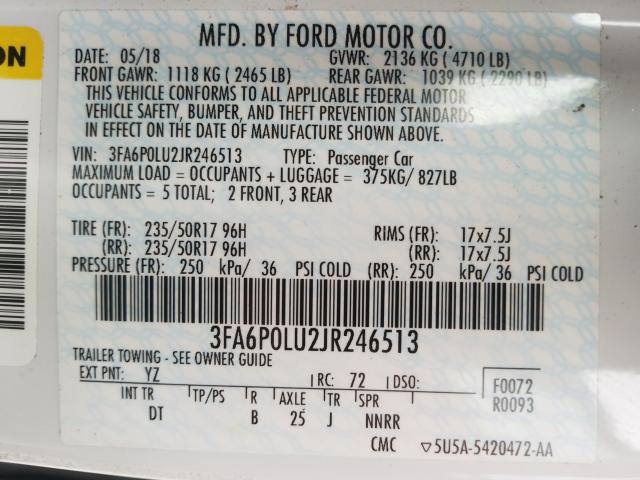 Photo 9 VIN: 3FA6P0LU2JR246513 - FORD FUSION 