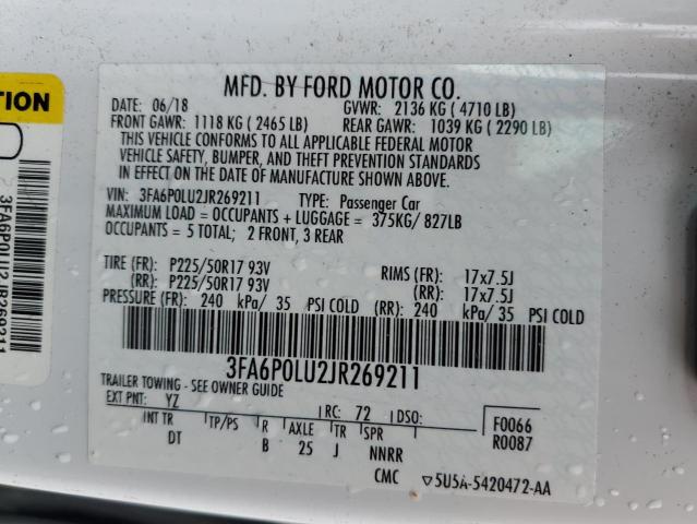 Photo 9 VIN: 3FA6P0LU2JR269211 - FORD FUSION SE 