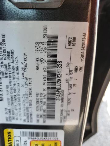 Photo 11 VIN: 3FA6P0LU2KR241328 - FORD FUSION SE 