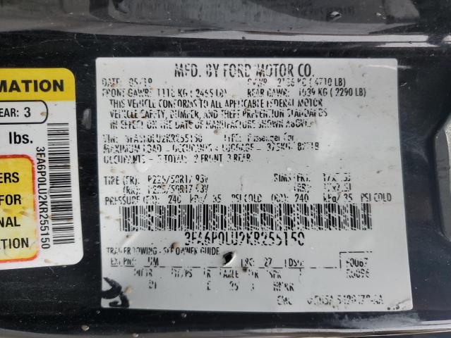 Photo 11 VIN: 3FA6P0LU2KR255150 - FORD FUSION 