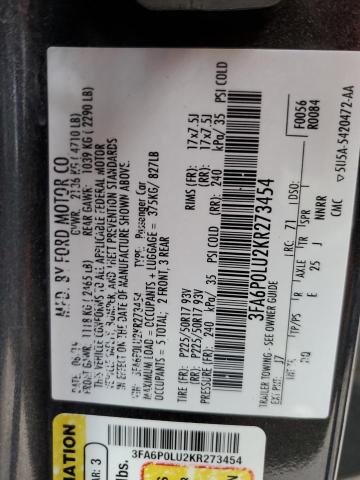 Photo 12 VIN: 3FA6P0LU2KR273454 - FORD FUSION SE 