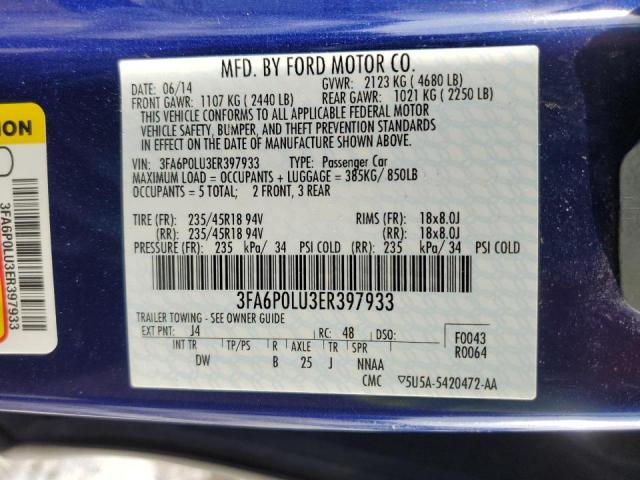 Photo 12 VIN: 3FA6P0LU3ER397933 - FORD FUSION SE 