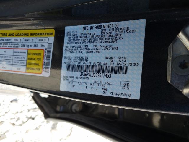 Photo 9 VIN: 3FA6P0LU3GR317453 - FORD FUSION SE 