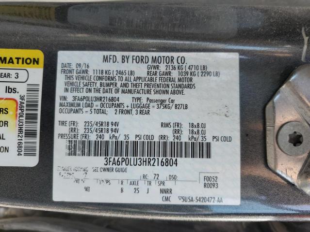 Photo 11 VIN: 3FA6P0LU3HR216804 - FORD FUSION 