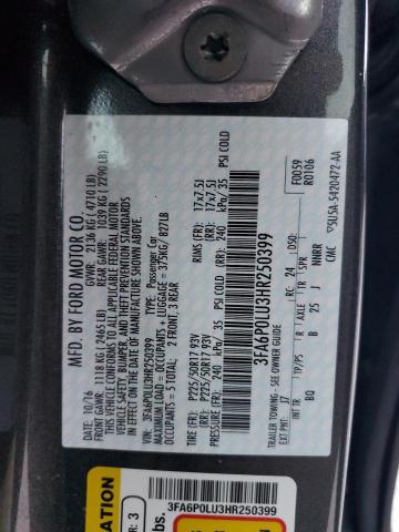 Photo 12 VIN: 3FA6P0LU3HR250399 - FORD FUSION SE 