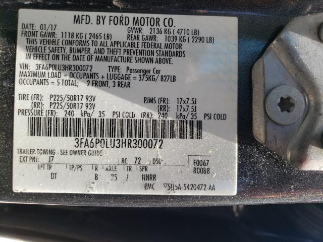 Photo 9 VIN: 3FA6P0LU3HR300072 - FORD FUSION SE 