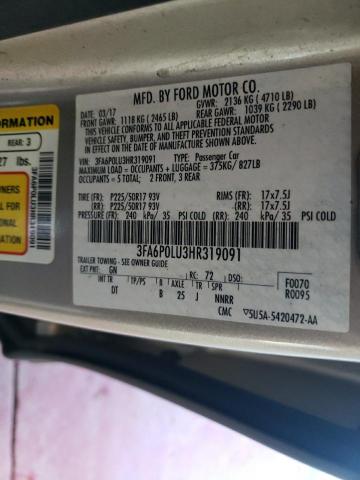 Photo 9 VIN: 3FA6P0LU3HR319091 - FORD FUSION SE 