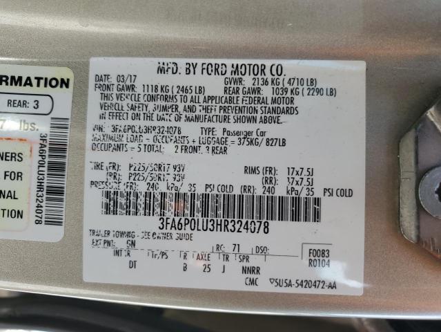 Photo 11 VIN: 3FA6P0LU3HR324078 - FORD FUSION SE 