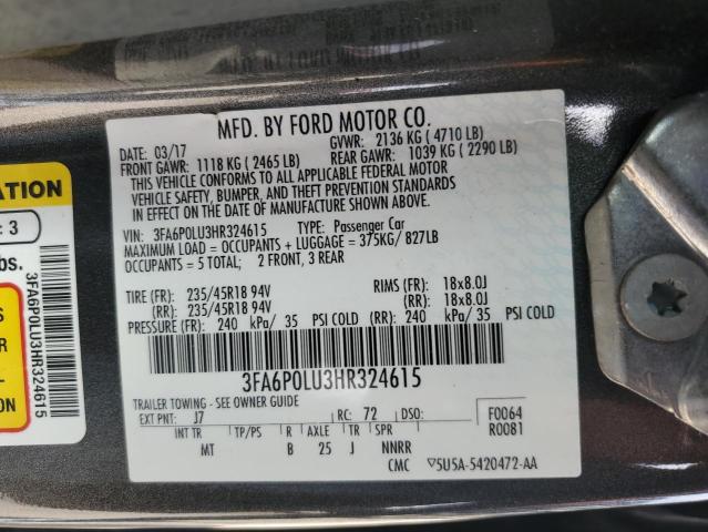 Photo 11 VIN: 3FA6P0LU3HR324615 - FORD FUSION 