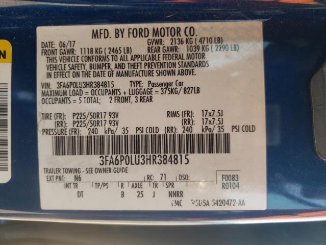 Photo 11 VIN: 3FA6P0LU3HR384815 - FORD FUSION SE 