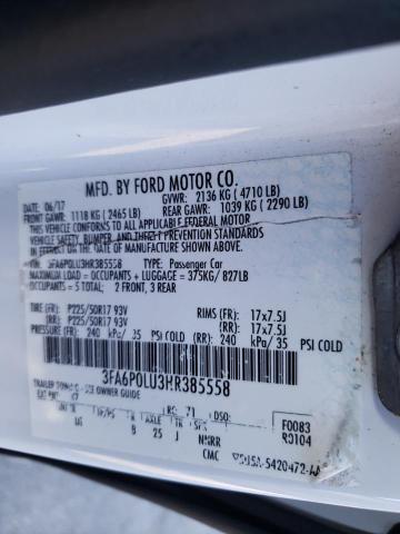 Photo 9 VIN: 3FA6P0LU3HR385558 - FORD FUSION SE 