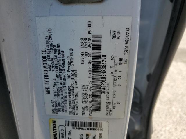 Photo 12 VIN: 3FA6P0LU3HR386290 - FORD FUSION SE 