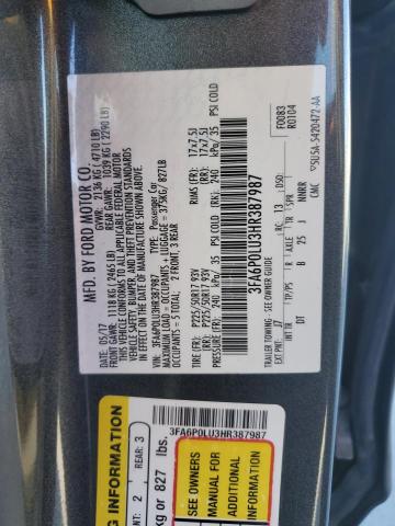 Photo 11 VIN: 3FA6P0LU3HR387987 - FORD FUSION SE 