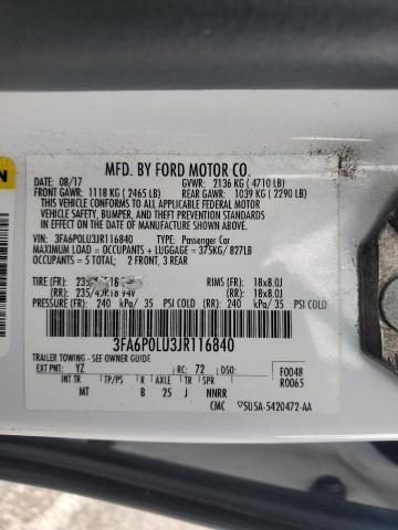 Photo 11 VIN: 3FA6P0LU3JR116840 - FORD FUSION 