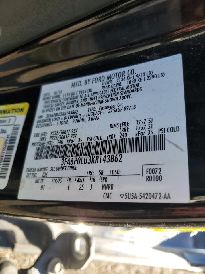 Photo 12 VIN: 3FA6P0LU3KR143862 - FORD FUSION 