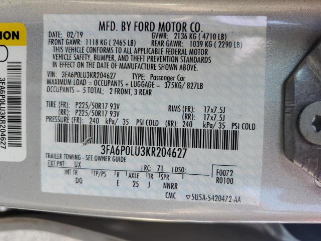 Photo 11 VIN: 3FA6P0LU3KR204627 - FORD FUSION SE 