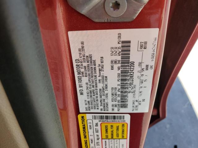 Photo 11 VIN: 3FA6P0LU3KR242200 - FORD FUSION SE 