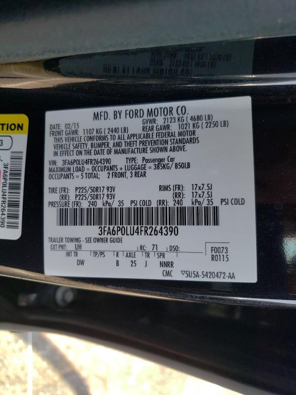 Photo 9 VIN: 3FA6P0LU4FR264390 - FORD FUSION SE 