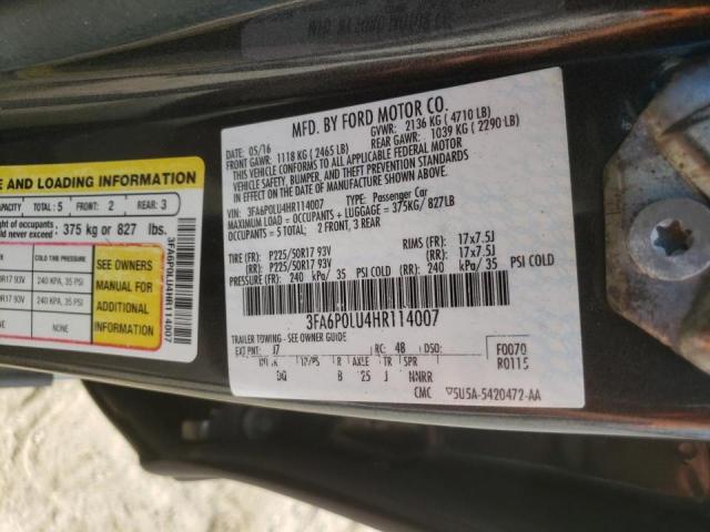 Photo 12 VIN: 3FA6P0LU4HR114007 - FORD FUSION SE 