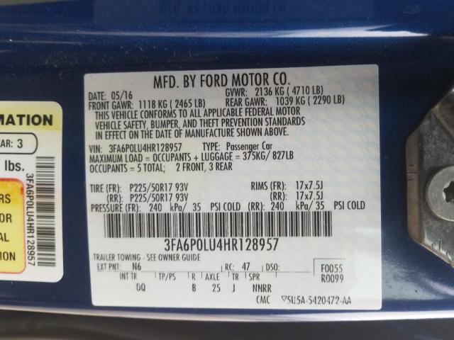 Photo 9 VIN: 3FA6P0LU4HR128957 - FORD FUSION SE 