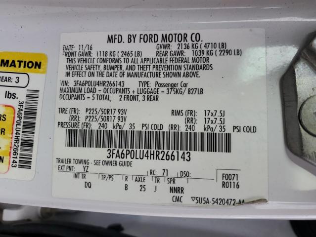 Photo 12 VIN: 3FA6P0LU4HR266143 - FORD FUSION SE 