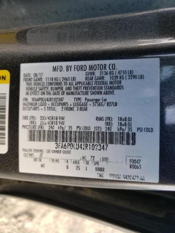 Photo 9 VIN: 3FA6P0LU4JR102347 - FORD FUSION SE 