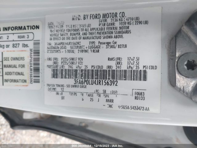 Photo 8 VIN: 3FA6P0LU4JR156392 - FORD FUSION HYBRID 