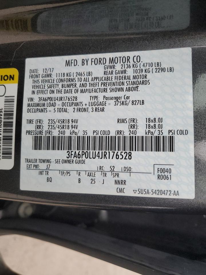 Photo 11 VIN: 3FA6P0LU4JR176528 - FORD FUSION 