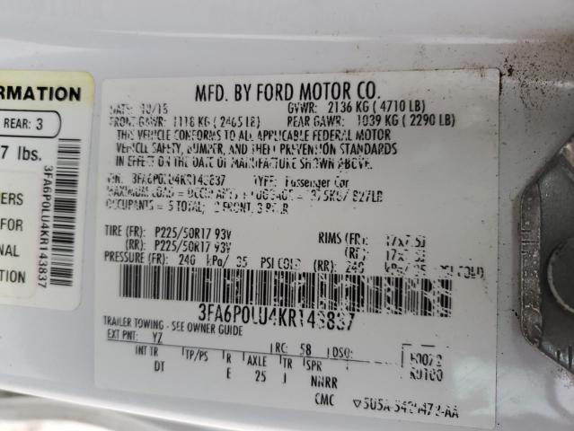 Photo 11 VIN: 3FA6P0LU4KR143837 - FORD FUSION SE 