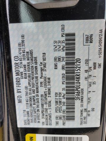 Photo 11 VIN: 3FA6P0LU4KR152120 - FORD FUSION SE 