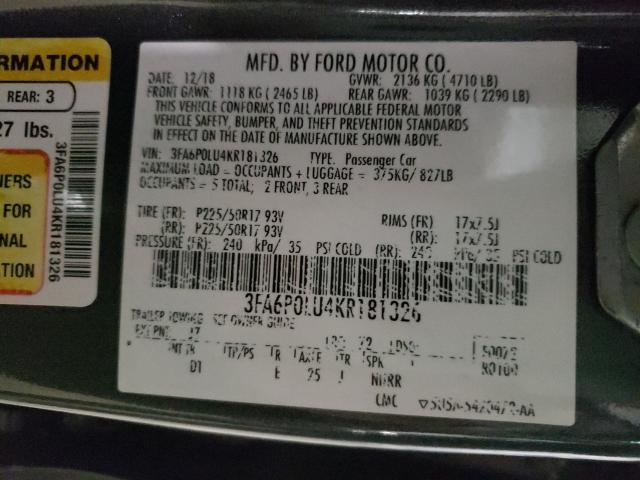 Photo 9 VIN: 3FA6P0LU4KR181326 - FORD FUSION SE 