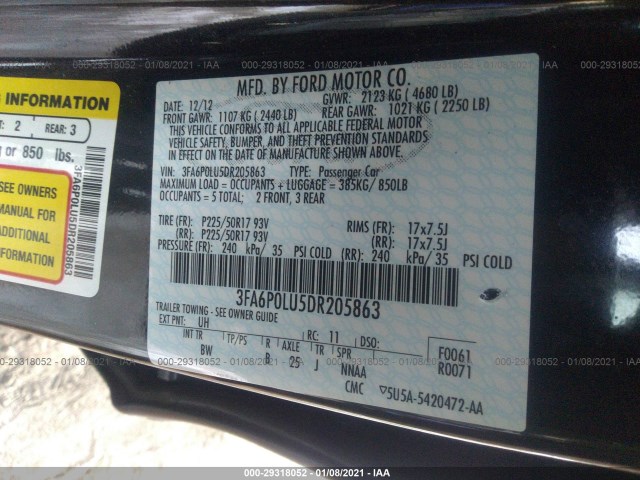 Photo 8 VIN: 3FA6P0LU5DR205863 - FORD FUSION 