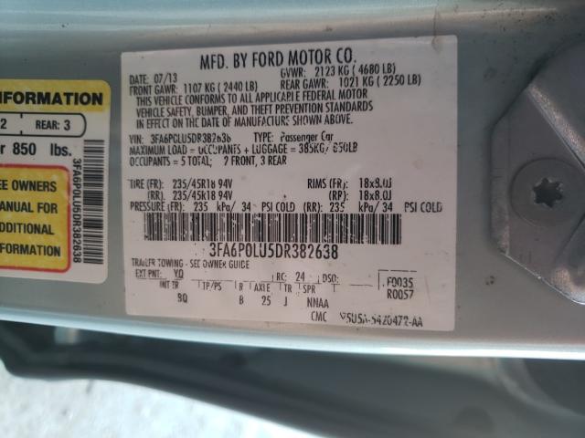 Photo 9 VIN: 3FA6P0LU5DR382638 - FORD FUSION SE 