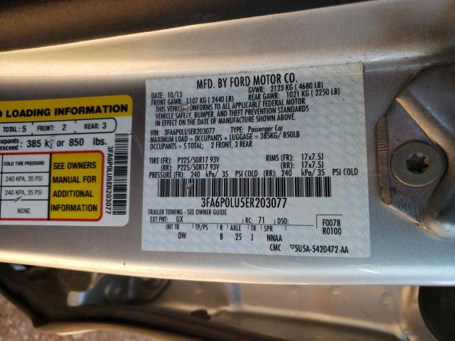 Photo 9 VIN: 3FA6P0LU5ER203077 - FORD FUSION SE 