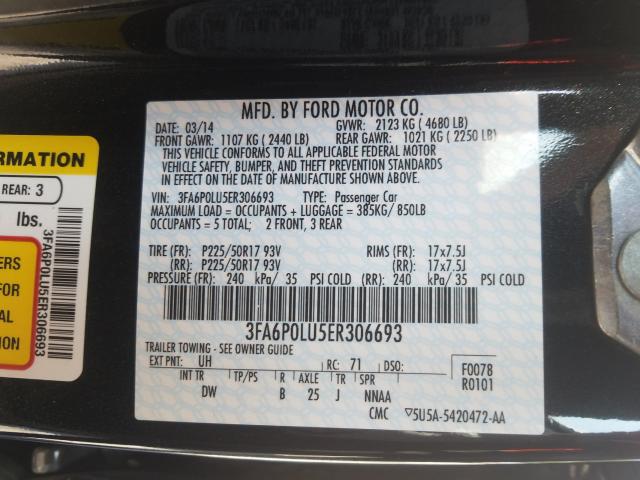 Photo 9 VIN: 3FA6P0LU5ER306693 - FORD FUSION SE 