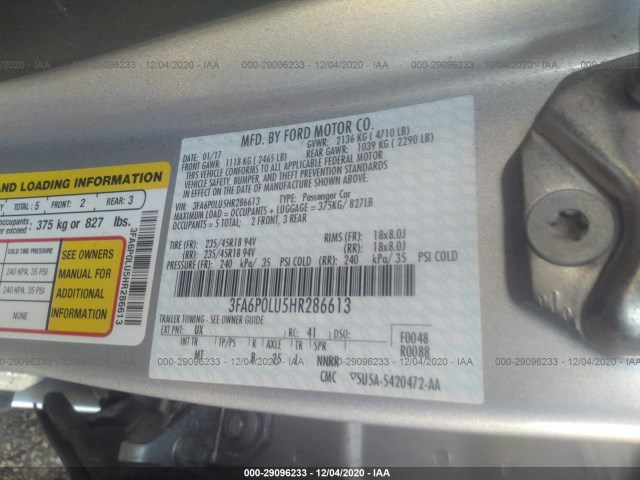 Photo 8 VIN: 3FA6P0LU5HR286613 - FORD FUSION 