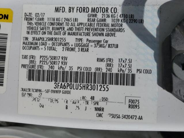 Photo 12 VIN: 3FA6P0LU5HR301255 - FORD FUSION 