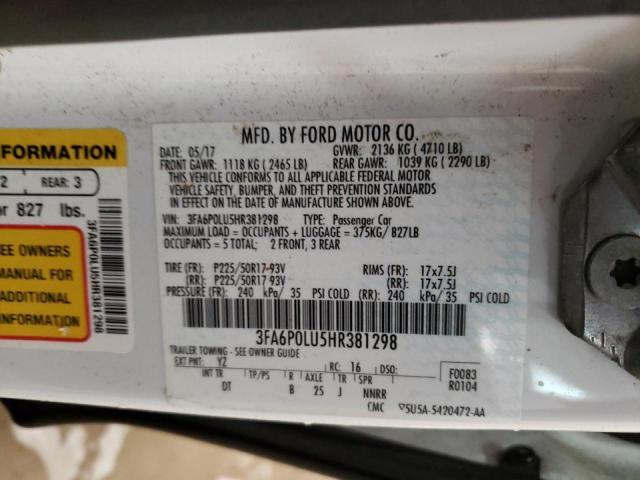 Photo 9 VIN: 3FA6P0LU5HR381298 - FORD FUSION SE 